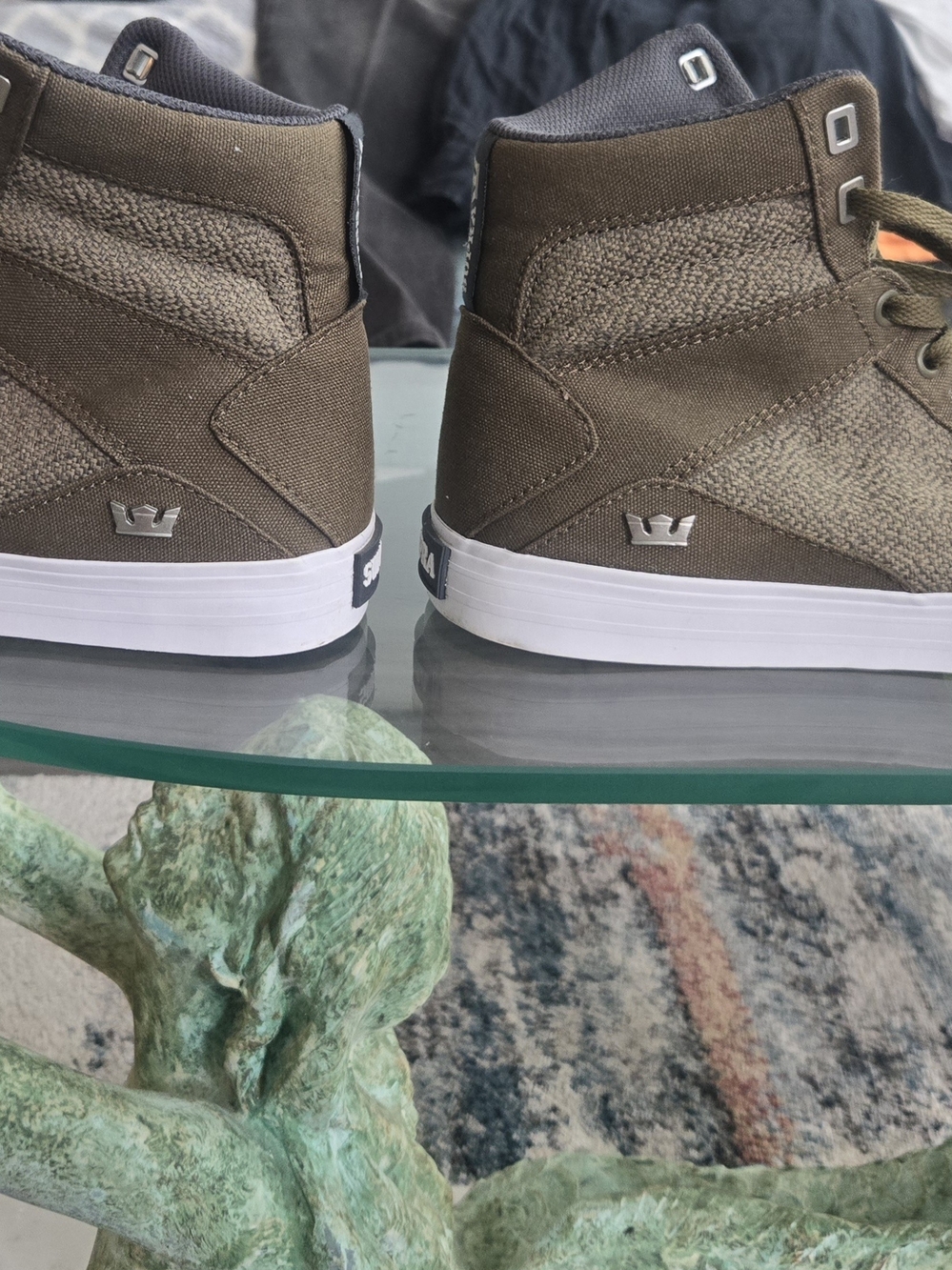 Supra Men’s High-Top Sneakers in Olive and White